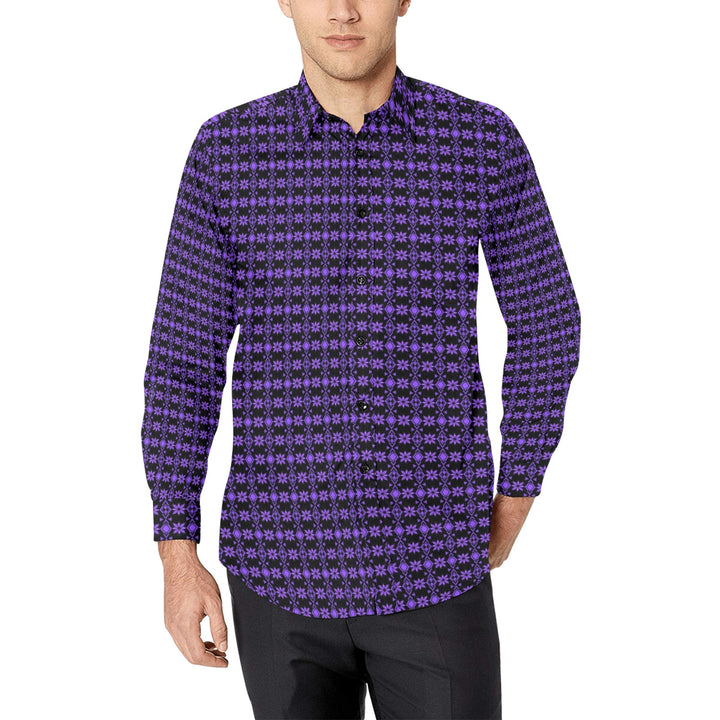 Mens Dress Shirt Aztec Floral Purple