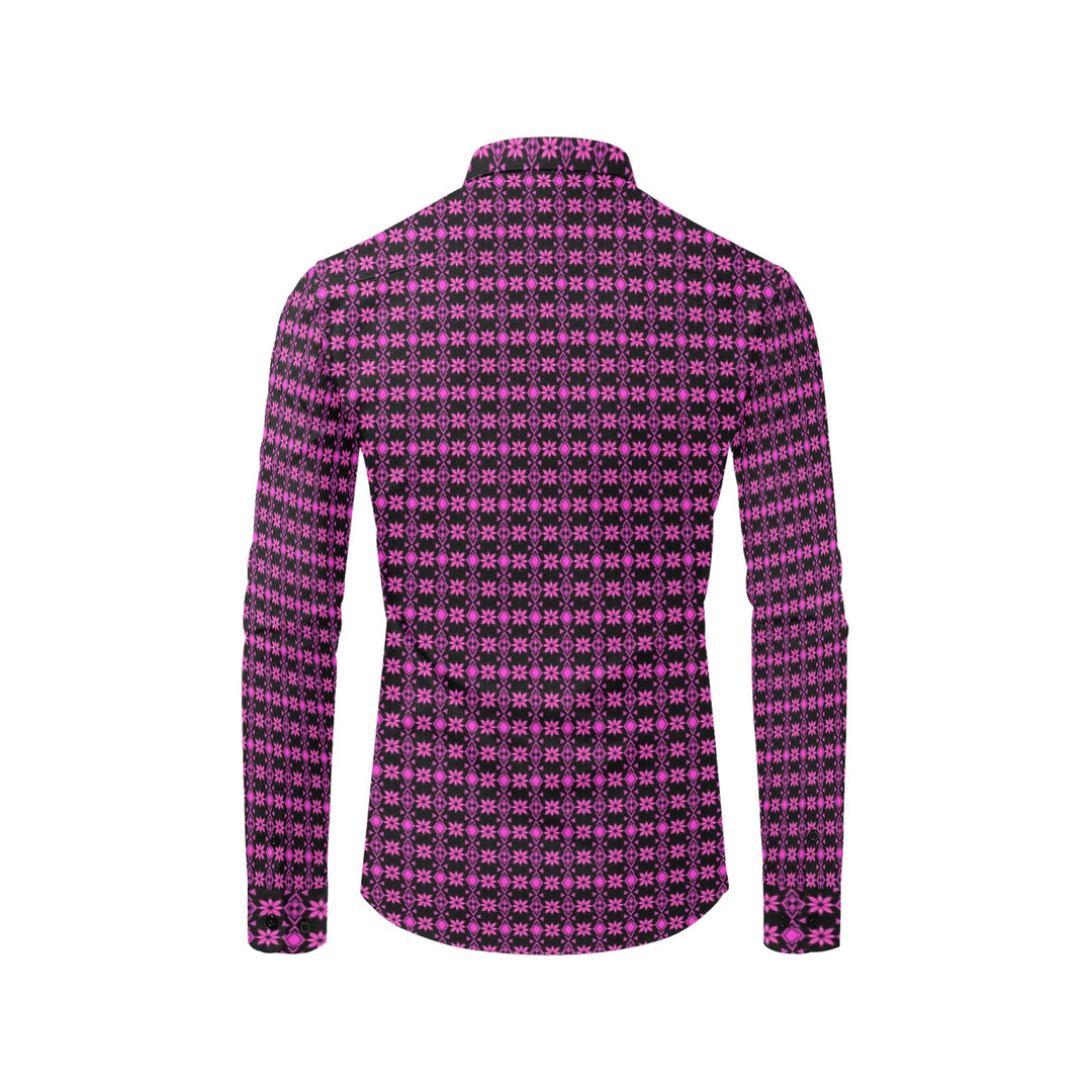 Mens Dress Shirt Aztec Floral Pink