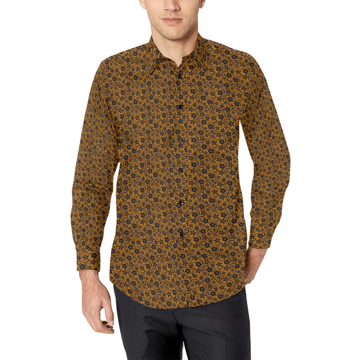 Mens Dress Shirt Hawaiian Floral Earth