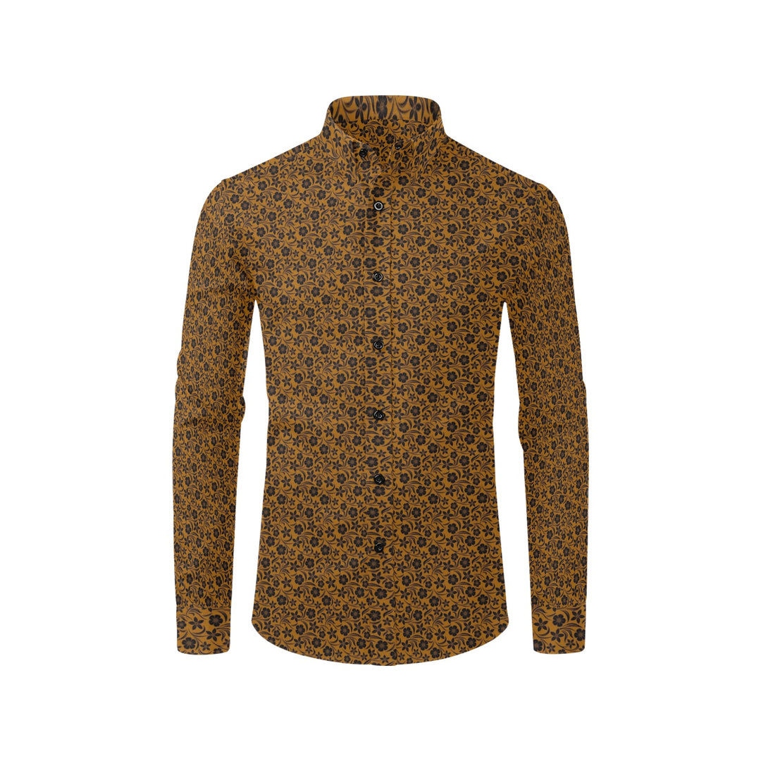 Mens Dress Shirt Hawaiian Floral Earth