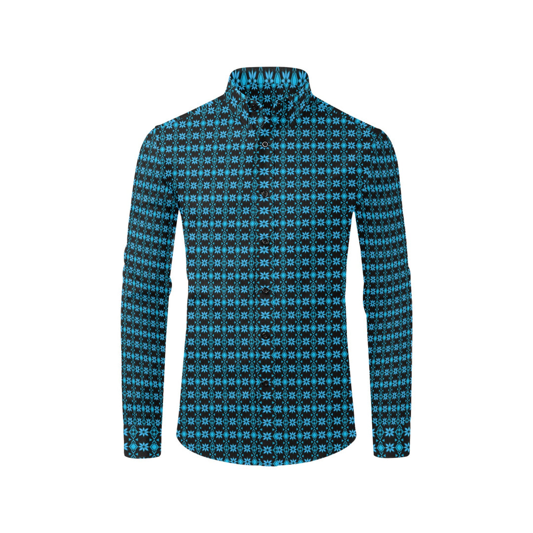 Mens Dress Shirt Aztec Floral Teal