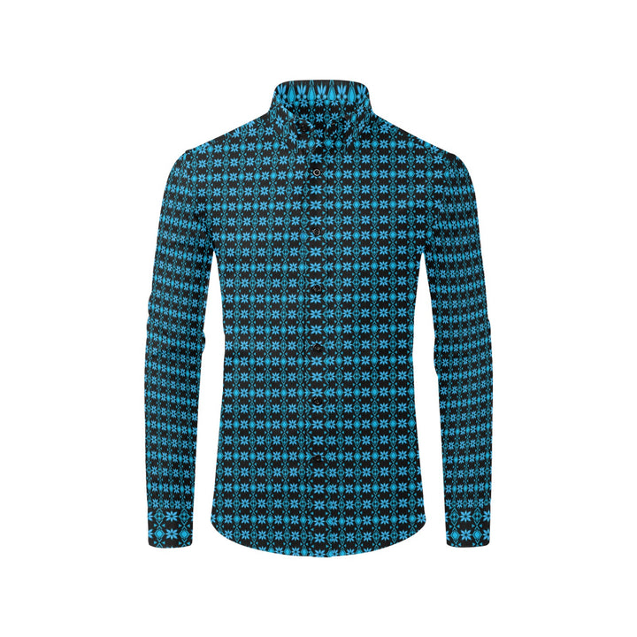 Mens Dress Shirt Aztec Floral Teal