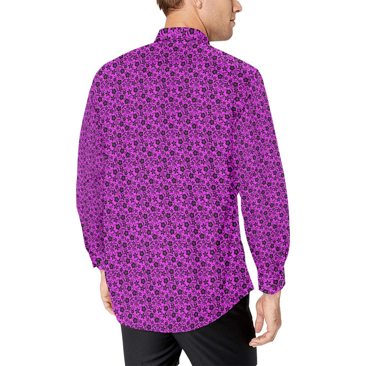 Mens Dress Shirt Hawaiian Floral Fushia