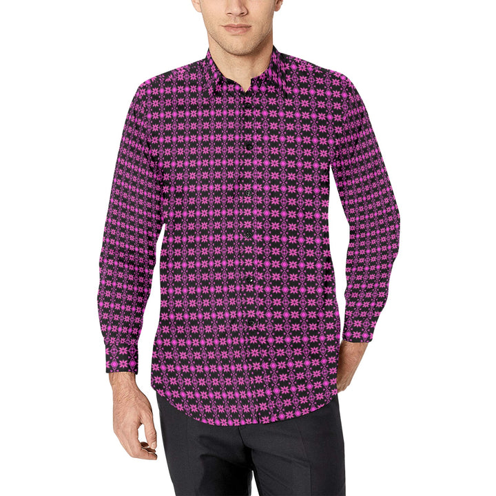 Mens Dress Shirt Aztec Floral Pink