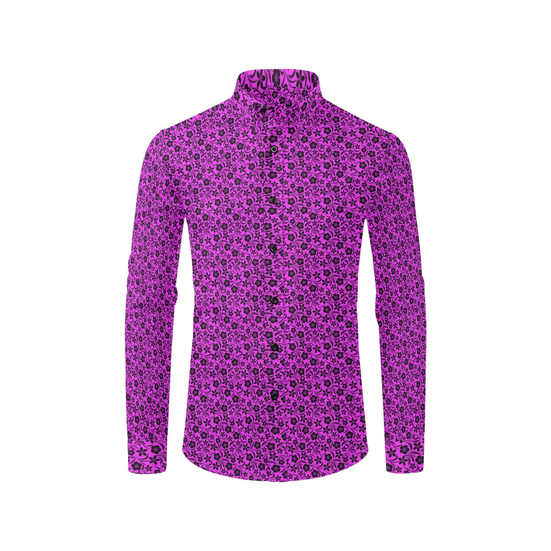 Mens Dress Shirt Hawaiian Floral Fushia