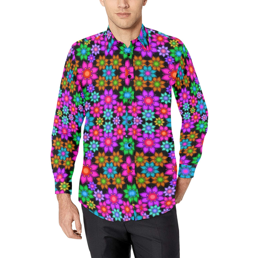 Mens Dress Shirt Retro Floral