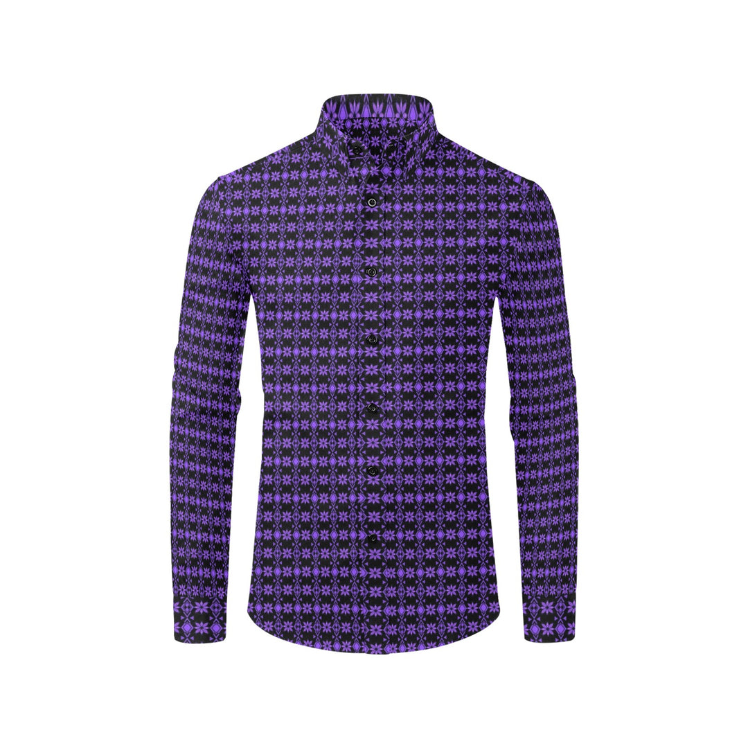 Mens Dress Shirt Aztec Floral Purple
