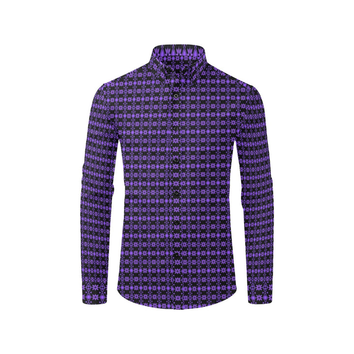 Mens Dress Shirt Aztec Floral Purple