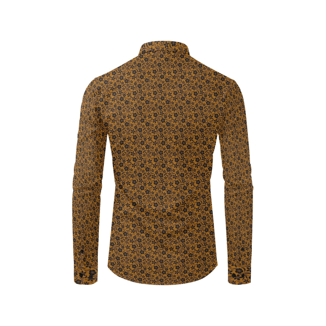 Mens Dress Shirt Hawaiian Floral Earth