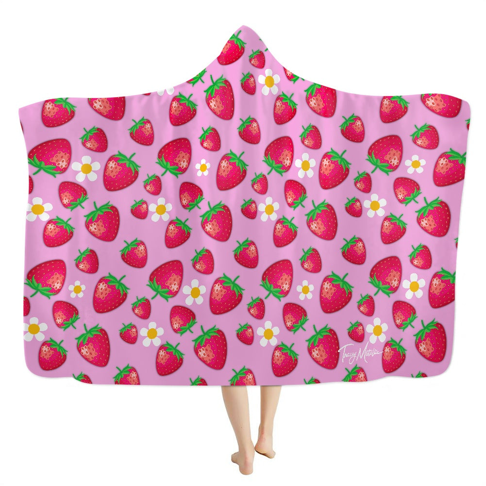 Strawberries Thick Hooded Blanket