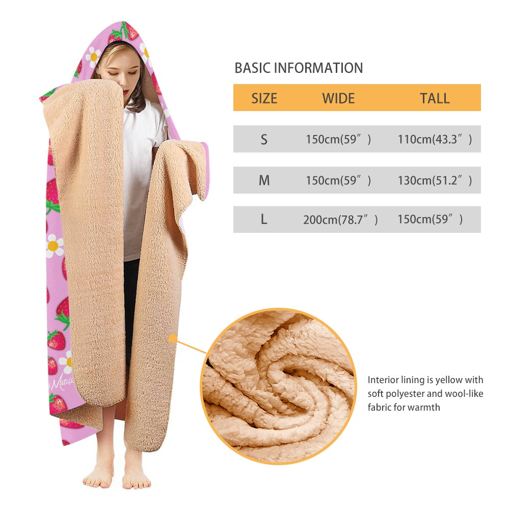Strawberries Thick Hooded Blanket