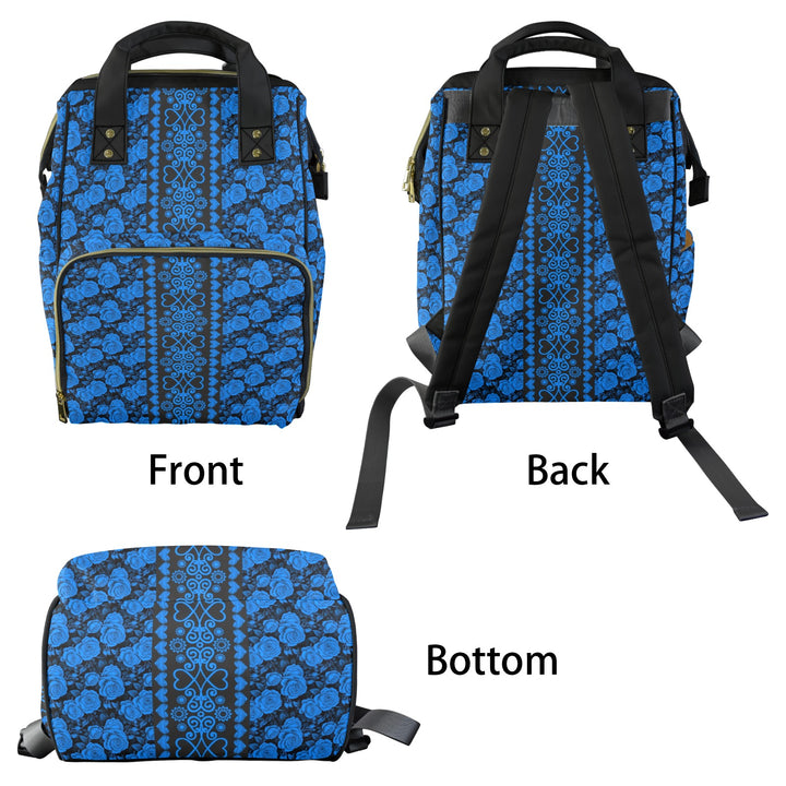 New Backpacks Blue Roses Multi-Function Diaper Bag