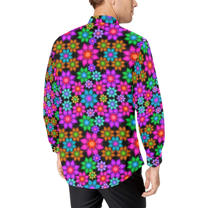 Mens Dress Shirt Retro Floral