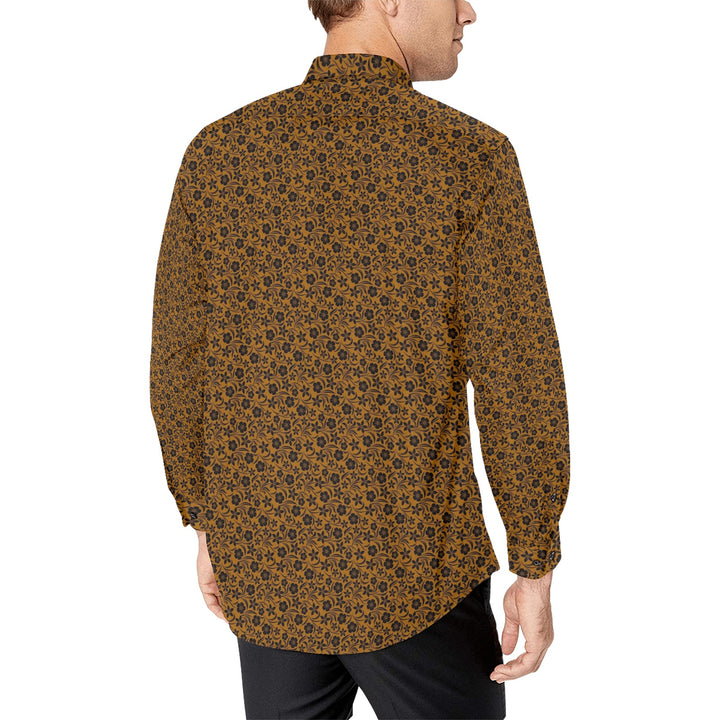 Mens Dress Shirt Hawaiian Floral Earth