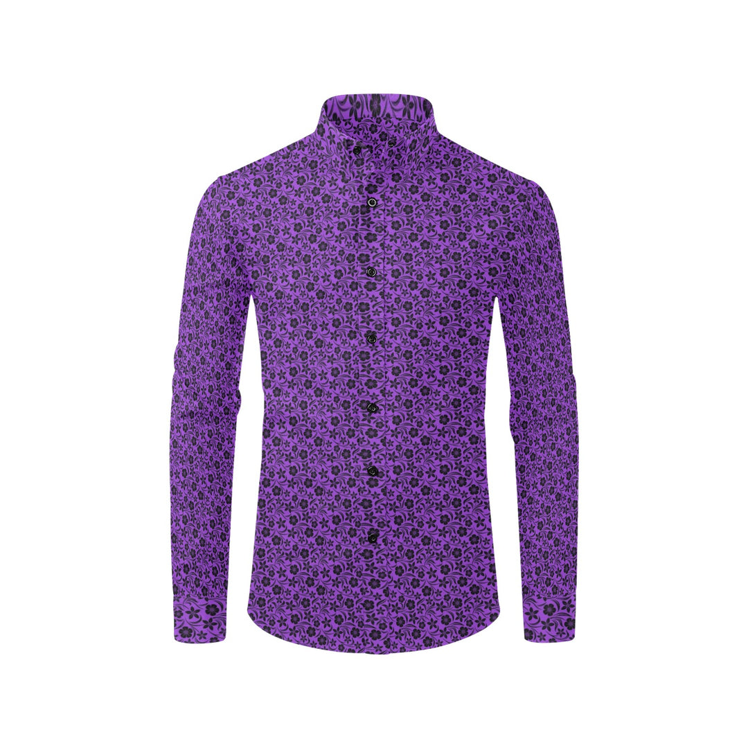 Mens Dress Shirt Hawaiian Floral Purple