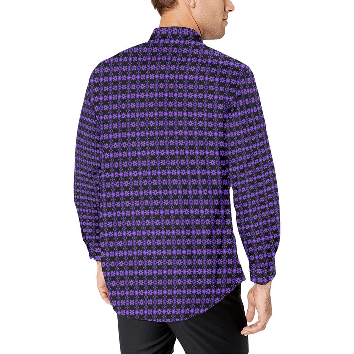 Mens Dress Shirt Aztec Floral Purple