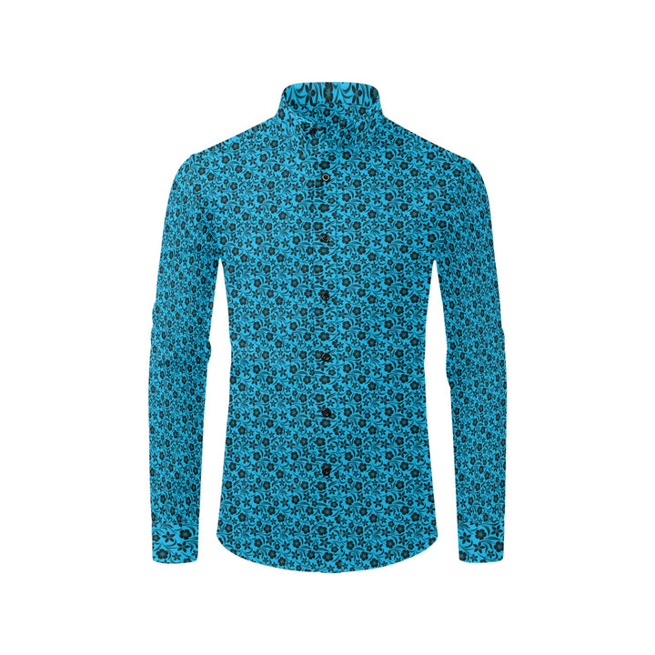 Mens Dress Shirt Hawaiian Floral Teal