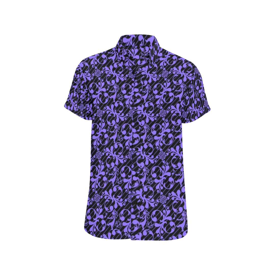 Mens Short Sleeve Dress Shirt Flute Guy Purple