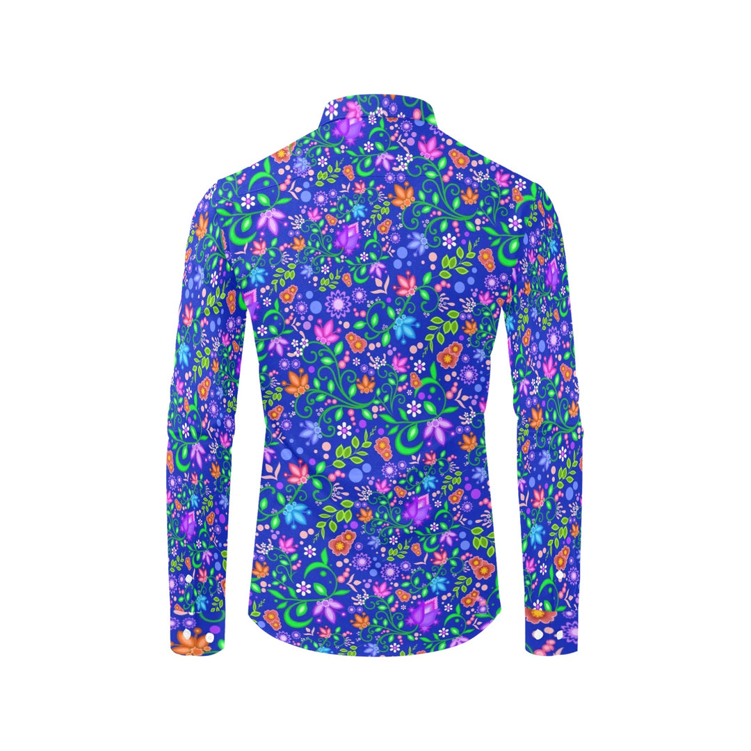 Mens Dress Shirt All Over Floral Blue