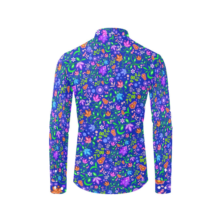 Mens Dress Shirt All Over Floral Blue