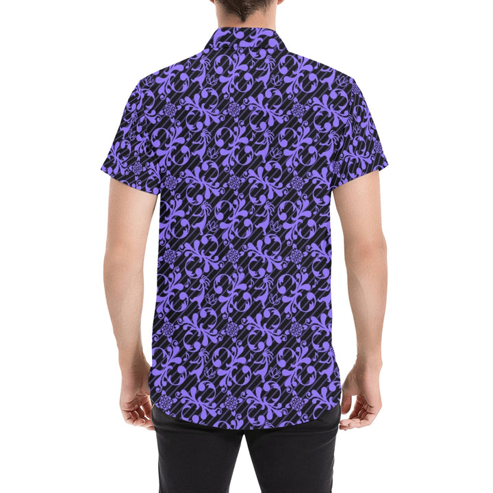 Mens Short Sleeve Dress Shirt Flute Guy Purple