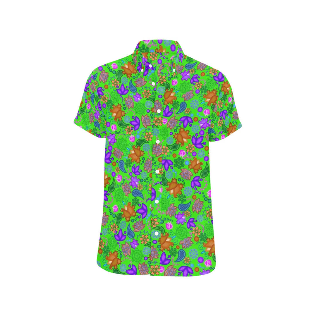 Mens Short Sleeve Dress Shirt floral green