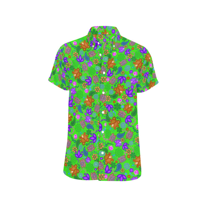 Mens Short Sleeve Dress Shirt floral green