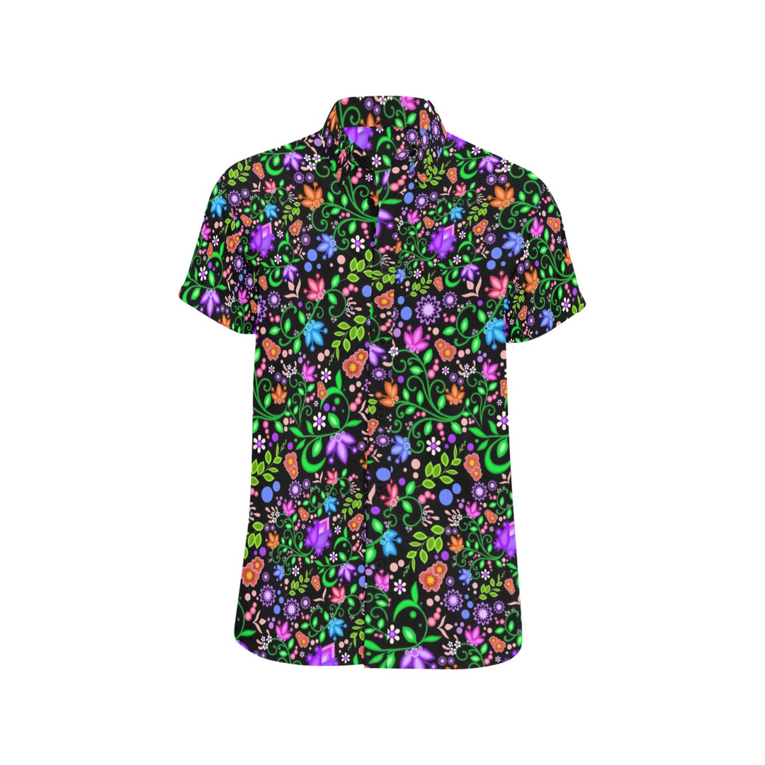 Mens short sleeve button down shirt Black
