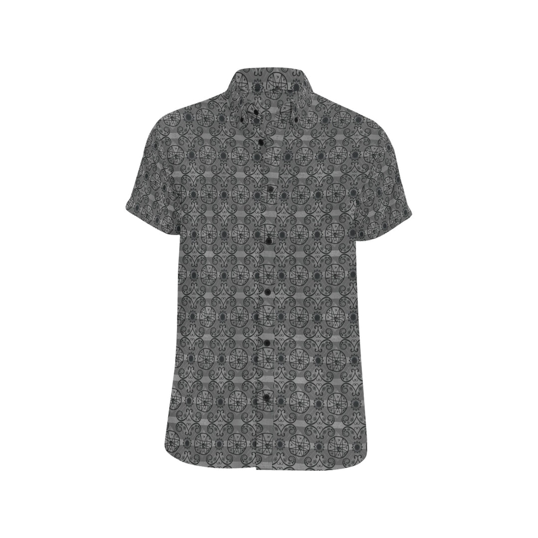 Mens short sleeve button down shirt Black/Grey