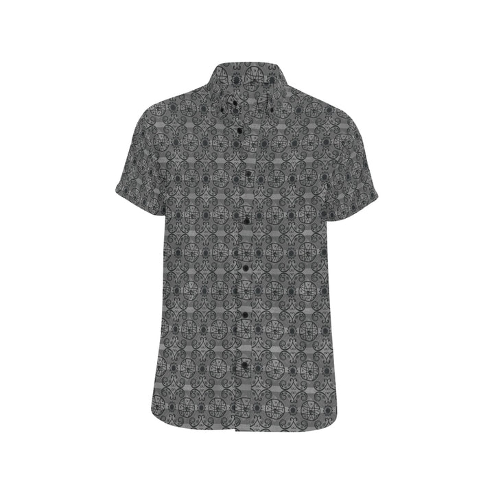 Mens short sleeve button down shirt Black/Grey