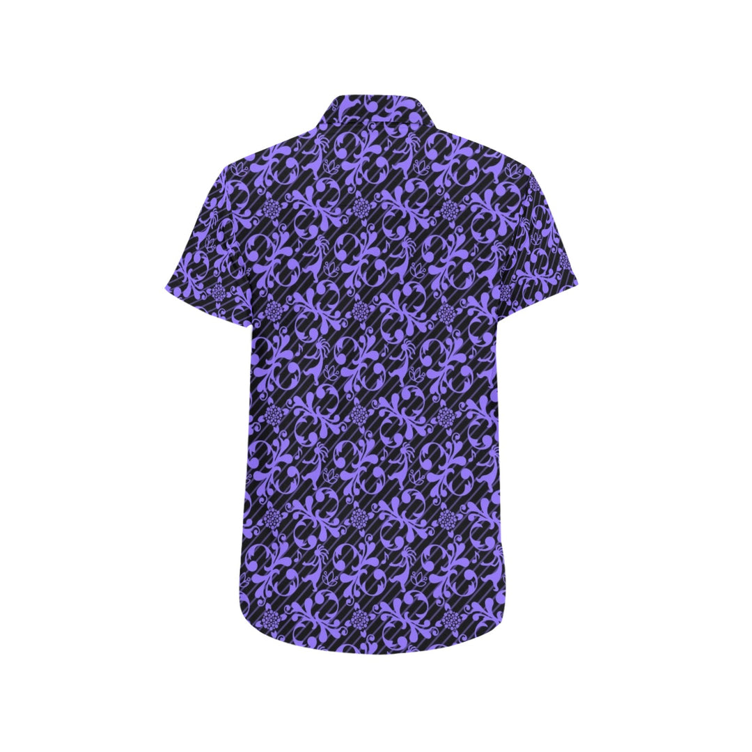 Mens Short Sleeve Dress Shirt Flute Guy Purple