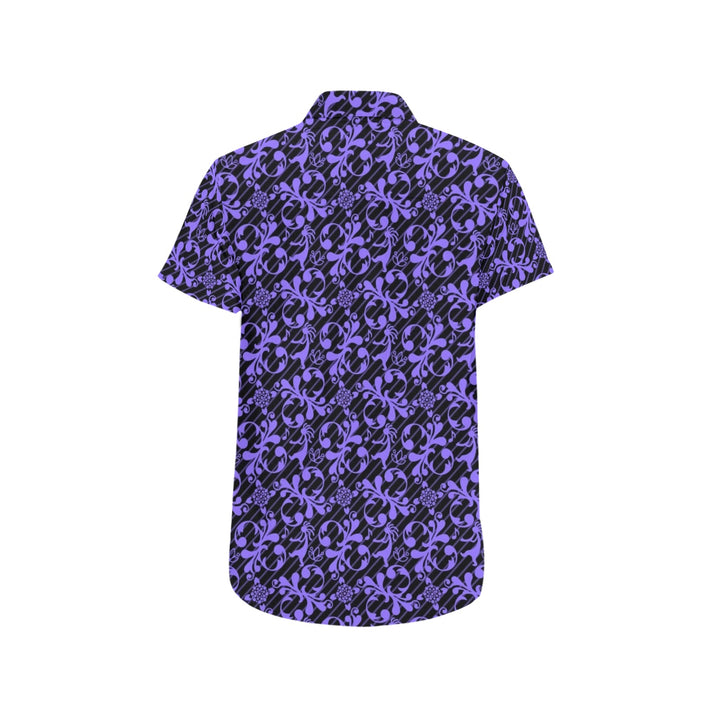 Mens Short Sleeve Dress Shirt Flute Guy Purple