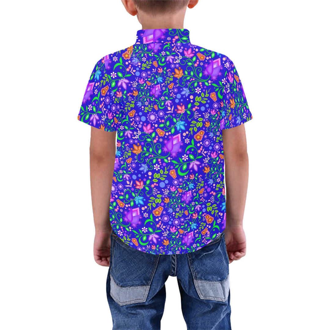 Boys Dress Shirt All Over Floral Blue