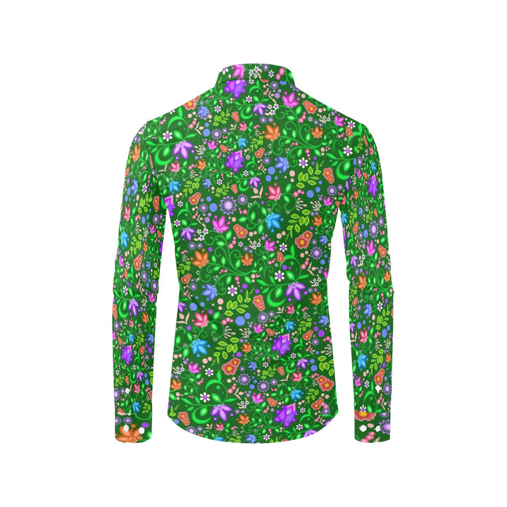 Mens Dress Shirt All Over Floral Green