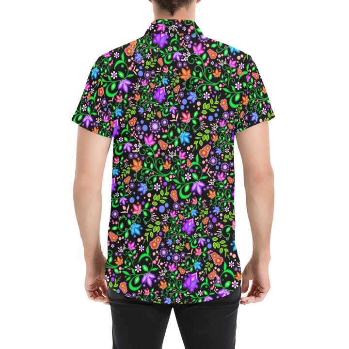 Mens short sleeve button down shirt Black
