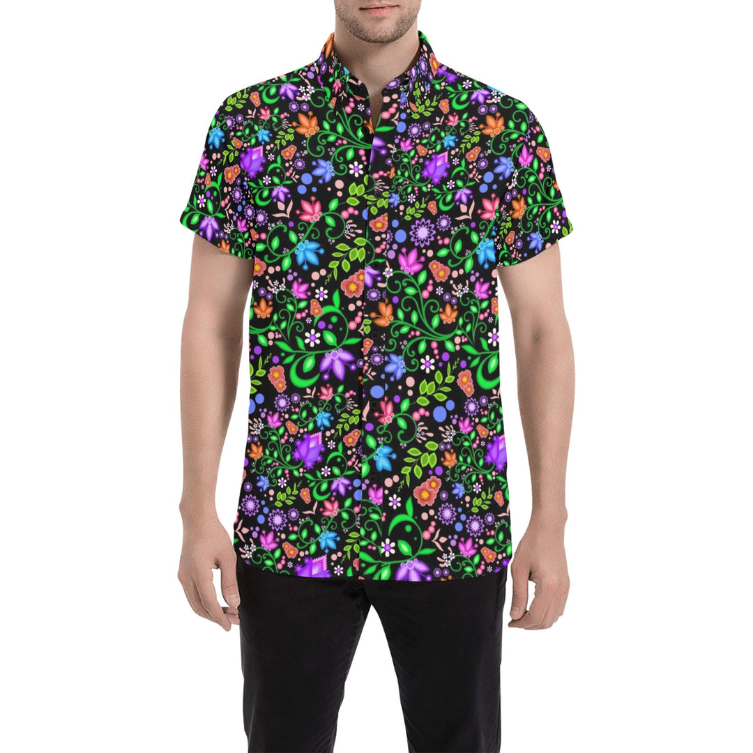 Mens short sleeve button down shirt Black