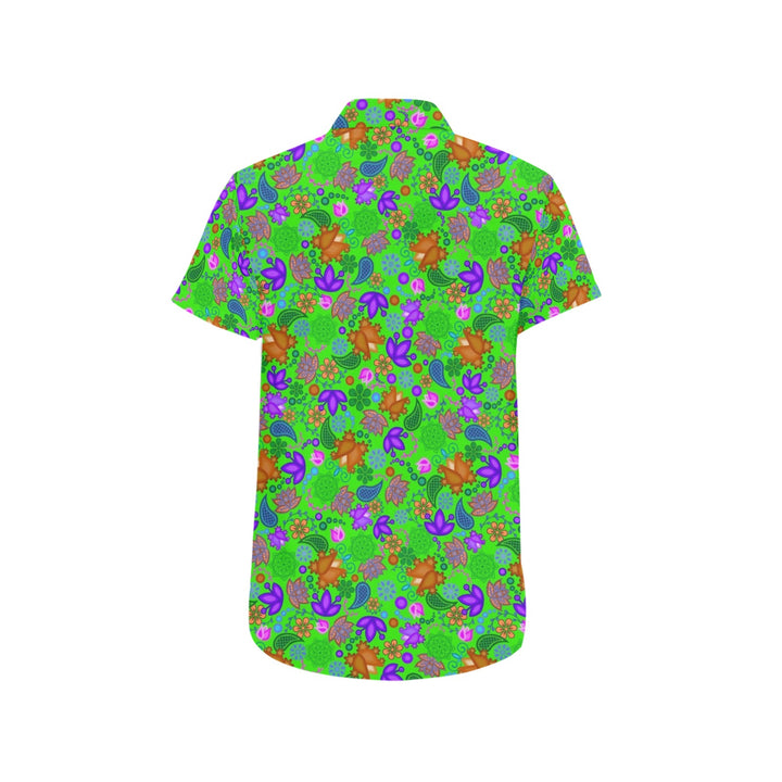 Mens Short Sleeve Dress Shirt floral green