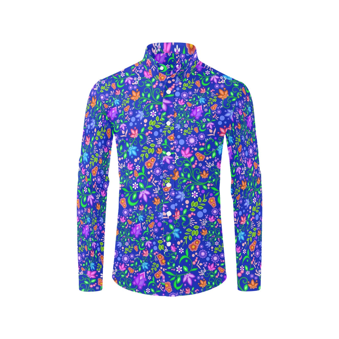 Mens Dress Shirt All Over Floral Blue