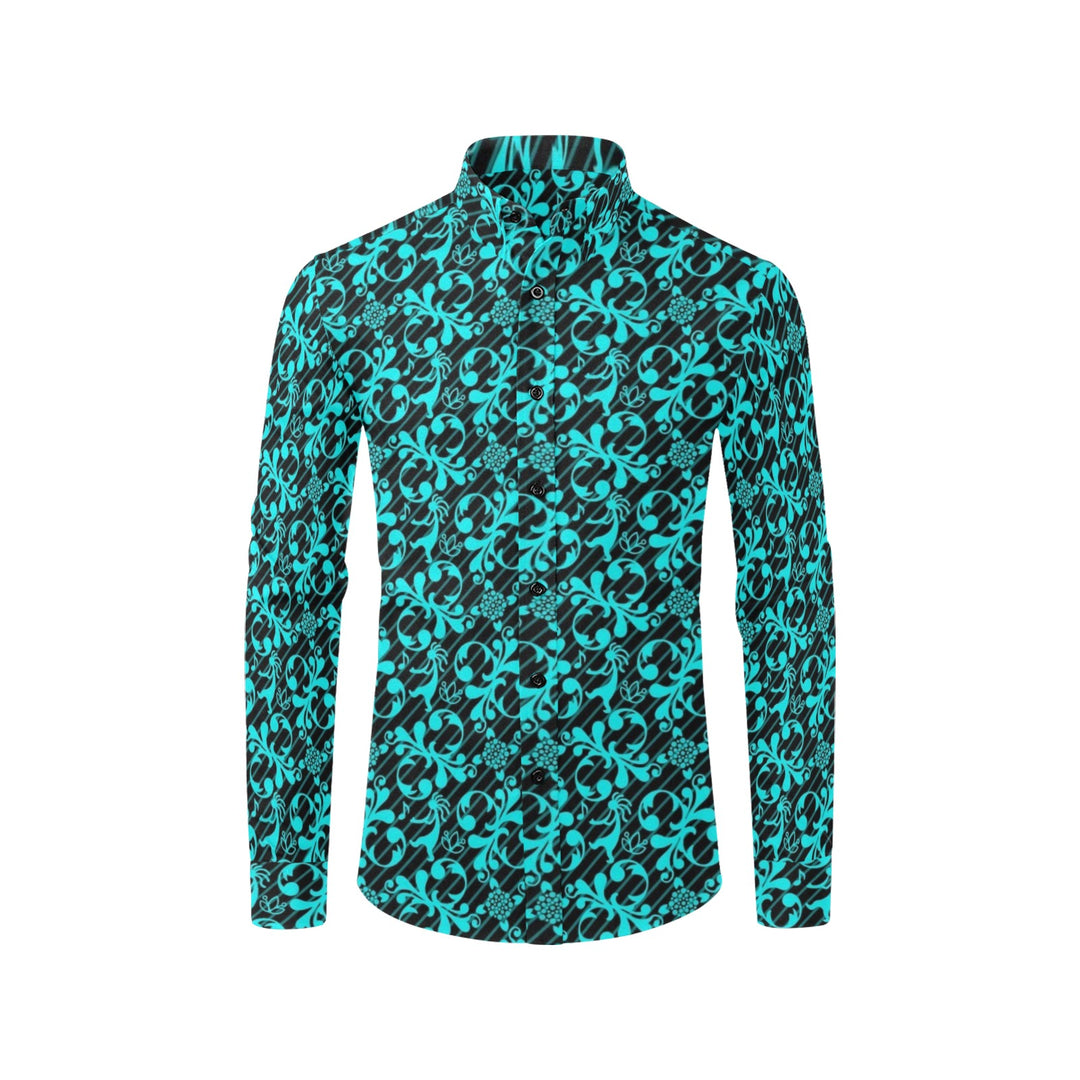 Mens Dress Shirt Petroglph Flute turquoise