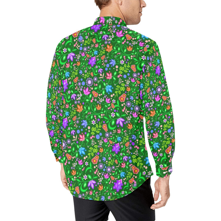 Mens Dress Shirt All Over Floral Green