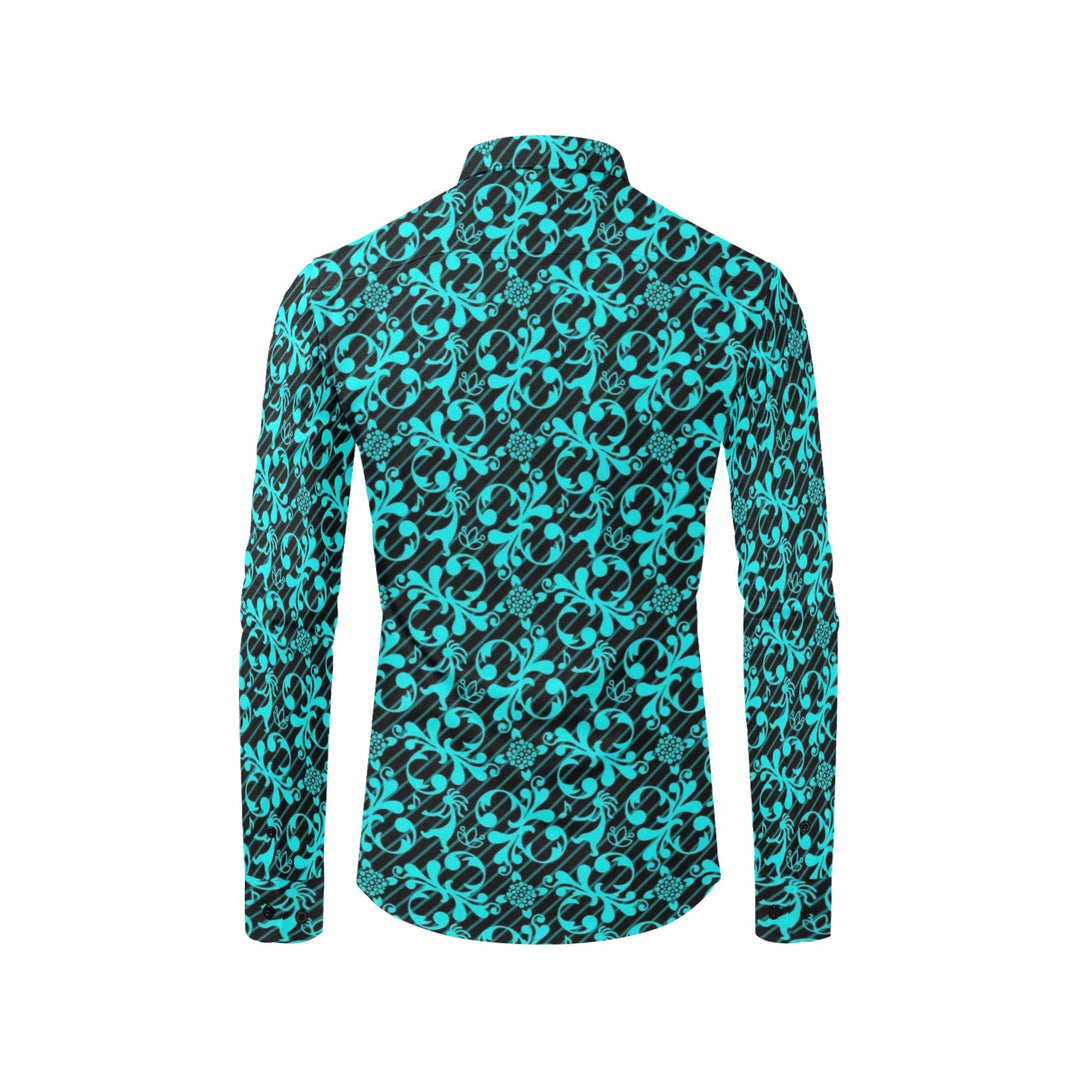 Mens Dress Shirt Petroglph Flute turquoise