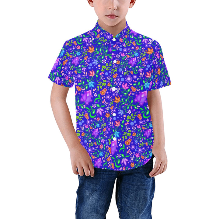 Boys Dress Shirt All Over Floral Blue
