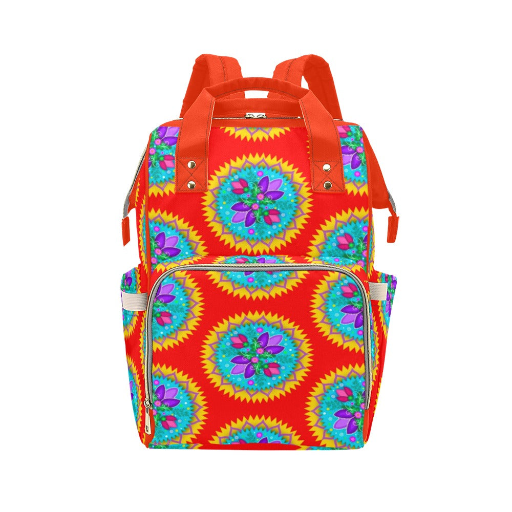 Circle Floral Backpack One Size Red