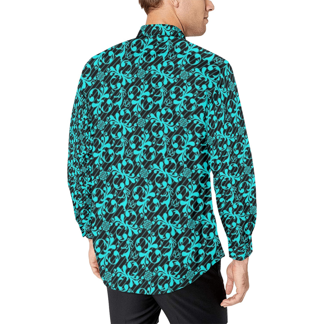 Mens Dress Shirt Petroglph Flute turquoise
