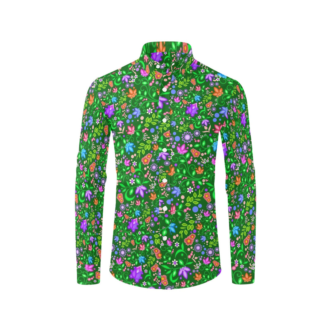 Mens Dress Shirt All Over Floral Green