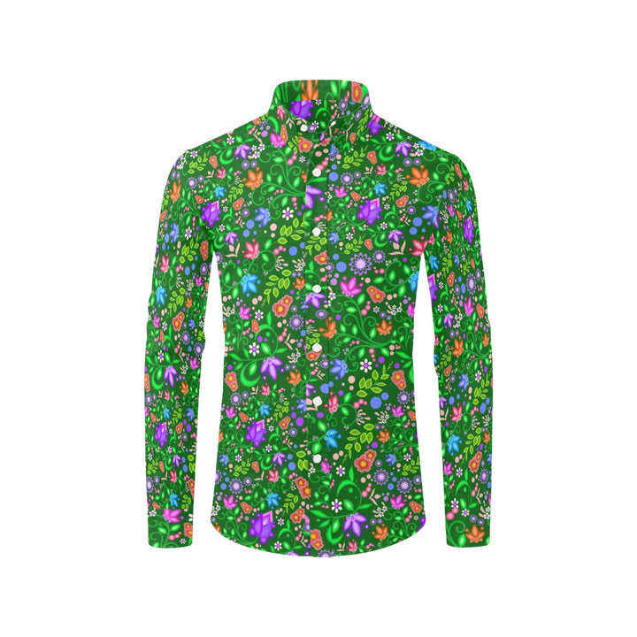 Mens Dress Shirt All Over Floral Green