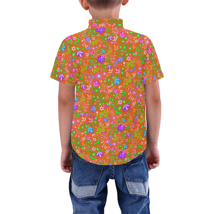Boys Dress Shirt All Over Floral Orange