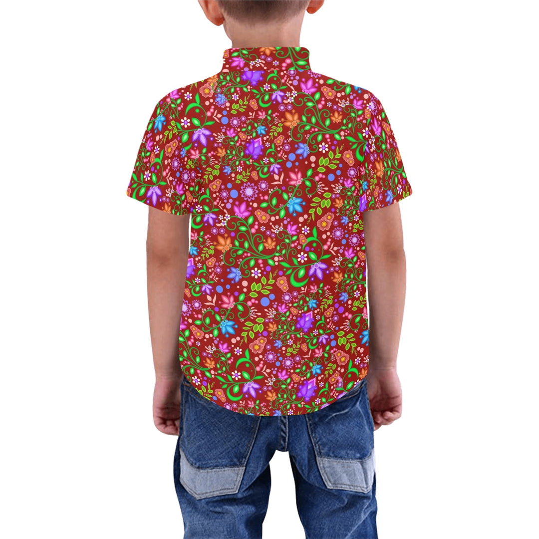 Boys Dress Shirt All Over Floral Red