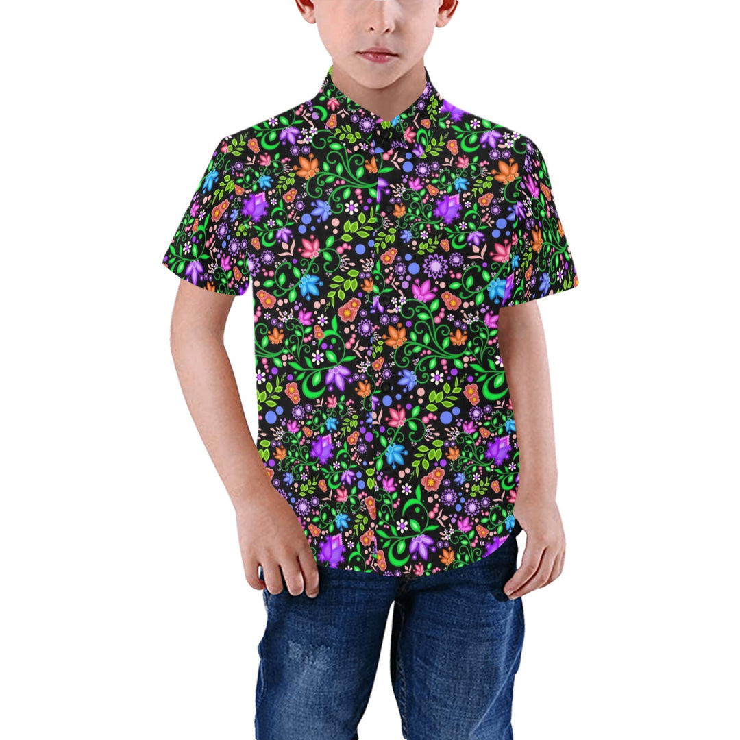 Boys Dress Shirt All Over Floral Black