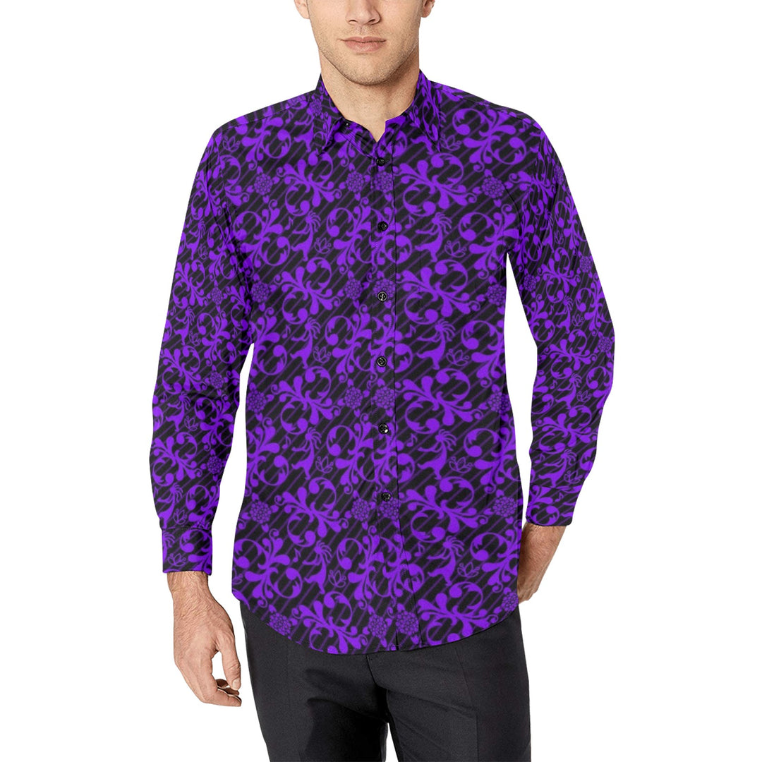 Mens Dress Shirt Petroglph Flute purple